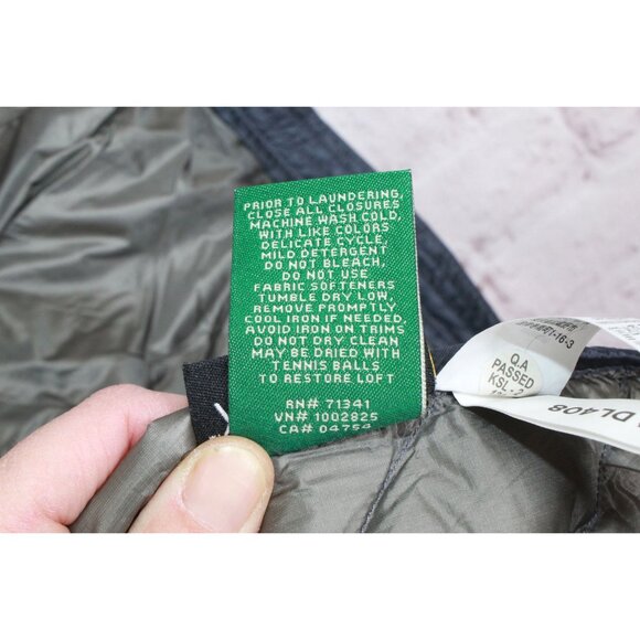 LL Bean Ultralight 850 Down Hooded Coat Three Quarter Length Mariner Blue XL - Picture 10 of 11